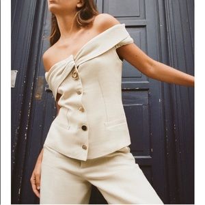 NWT ZARA LIMITED EDITION OFF THE SHOULDER LINEN BLEND BLAZER